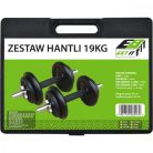 Enero Fit 585470 - öntöttvas kézi súlyzó, 19 kg, dobozban, fekete/ezüst