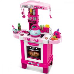   Enero Toys 1017587 - műanyag 32 elemes játékkonyha, 64 x 29 x 87 cm, rózsaszín