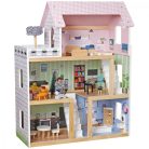 Enero Toys 1041087 - MDF fa babaház babákkal és állatokkal, 62x27x77cm, többszínű