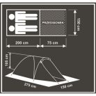 Enero Camp 1055077 - 2 személyes sátor 275x150x105cm, fekete/zöld