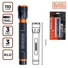 Black + Decker 235158 - taktikai alumínium LED zseblámpa, 3W, 110lm, fekete/narancs