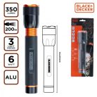 Black + Decker 235165 - taktikai alumínium LED zseblámpa, 6W, 350lm, fekete/narancs