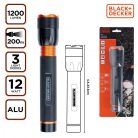 Black + Decker 235196 - taktikai alumínium LED zseblámpa, 12W, 1200lm, fekete/narancs