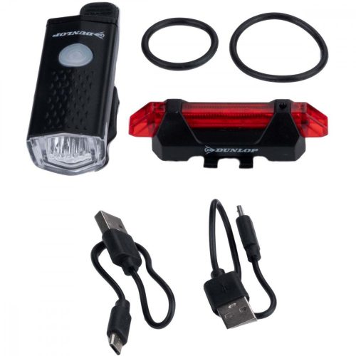 Dunlop 473758 - LED kerékpár lámpa készlet, fekete/piros
