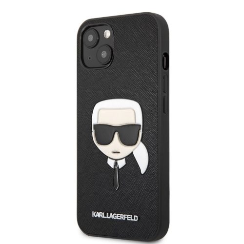 Karl Lagerfeld Saffiano Ikonik Karl's Head KLHCP13SSAKHBK - Apple iPhone 13 mini telefontok, fekete