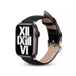   Crong Noble Band - Apple Watch 42 / 44 / 45 / 49mm műbőr szíj, fekete