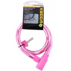   Dunlop Snake Cable Lock - kulcsos kerékpárzár, 80cm, rózsaszín