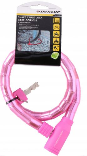 Dunlop Snake Cable Lock - kulcsos kerékpárzár, 80cm, rózsaszín