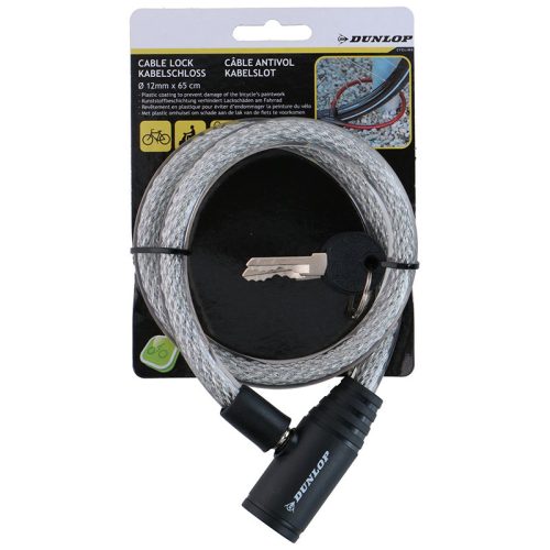 Dunlop Cable Lock - kulcsos kerékpárzár, 65cm, fehér