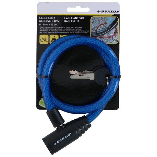 Dunlop Cable Lock - kulcsos kerékpárzár, 65cm, kék