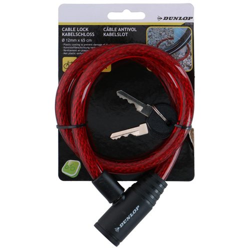 Dunlop Cable Lock - kulcsos kerékpárzár, 65cm, piros