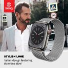 Crong Milano Steel - Apple Watch 42 / 44 / 45 / 49mm fém szíj, ezüst