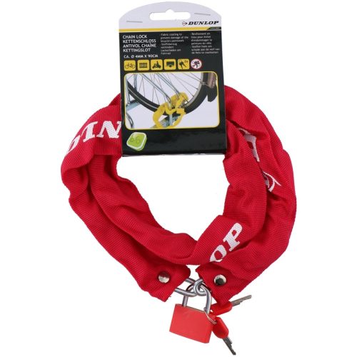 Dunlop Chain Lock - kerékpár zár, 90cm, piros