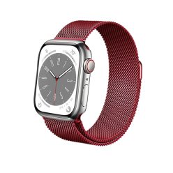   Crong Milano Steel - Apple Watch 38 / 40 / 41mm fém szíj, piros