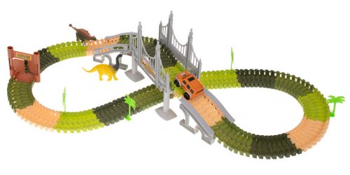 Dinosaur Tracks - 192pc - autópálya akkumulátoros autóval és dinoszauruszokkal, Többszínű