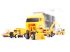 KX6681_3 - építőipari játék kamion 6db autóval, Sárga/Szürke