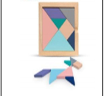 KX6898 - színes tangram puzzle fából, Többszínű