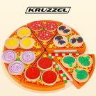 Kruzzel 22471 - 6 szeletes játék fa pizza, többszínű