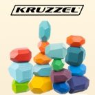 Kruzzel 22475 - 16db-os fából készült kőtömb építőjáték, többszínű