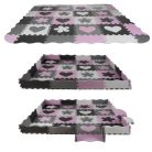 P16134 - 16 db-os habszivacs szőnyeg, 140x140 cm, rózsaszín/szürke