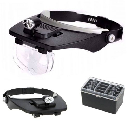 VG 09015 nagyító szemüveg, 4 cserélhető lencsével, LED, fekete