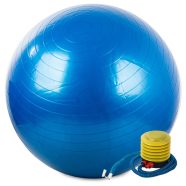   VG - 14172_N felfújható gumi gimnasztikai labda csíkos mintával, 65cm, lábpumpával, Kék