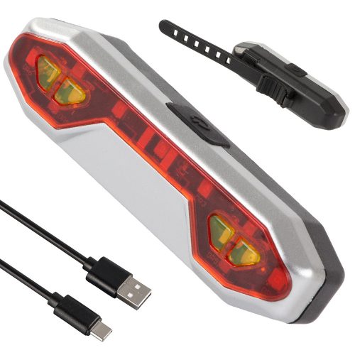 VG 08330 LED USB hátsó kerékpár lámpa, ezüst