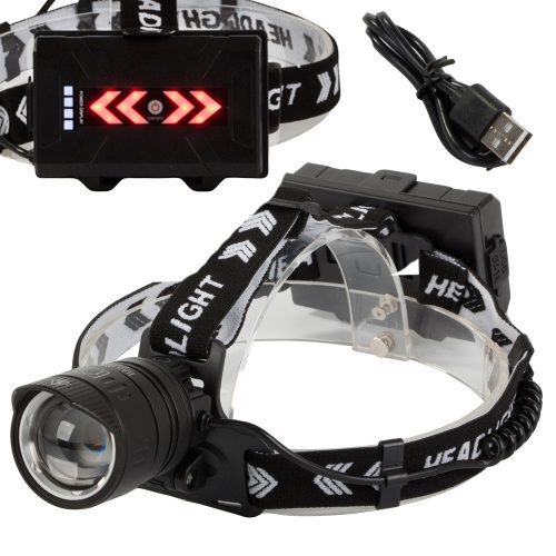 Bailong BL-T51-P360 LED fejlámpa USB, powerbankkal, fekete