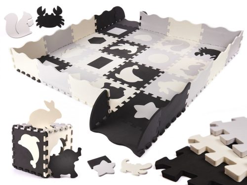 Foam Puzzle 36 - habszivacs puzzle szőnyeg, fekete/szürke, Szürke/Fekete
